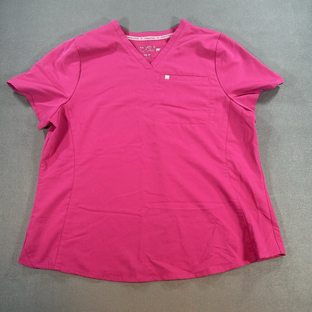 Fabletics Women's XXL/1X Vital One Pocket Scrub Top Hibiscus Pink